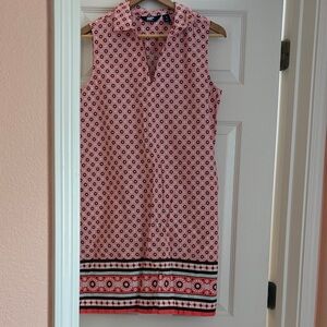 Sleeveless Pink Geo Print Shift Dress